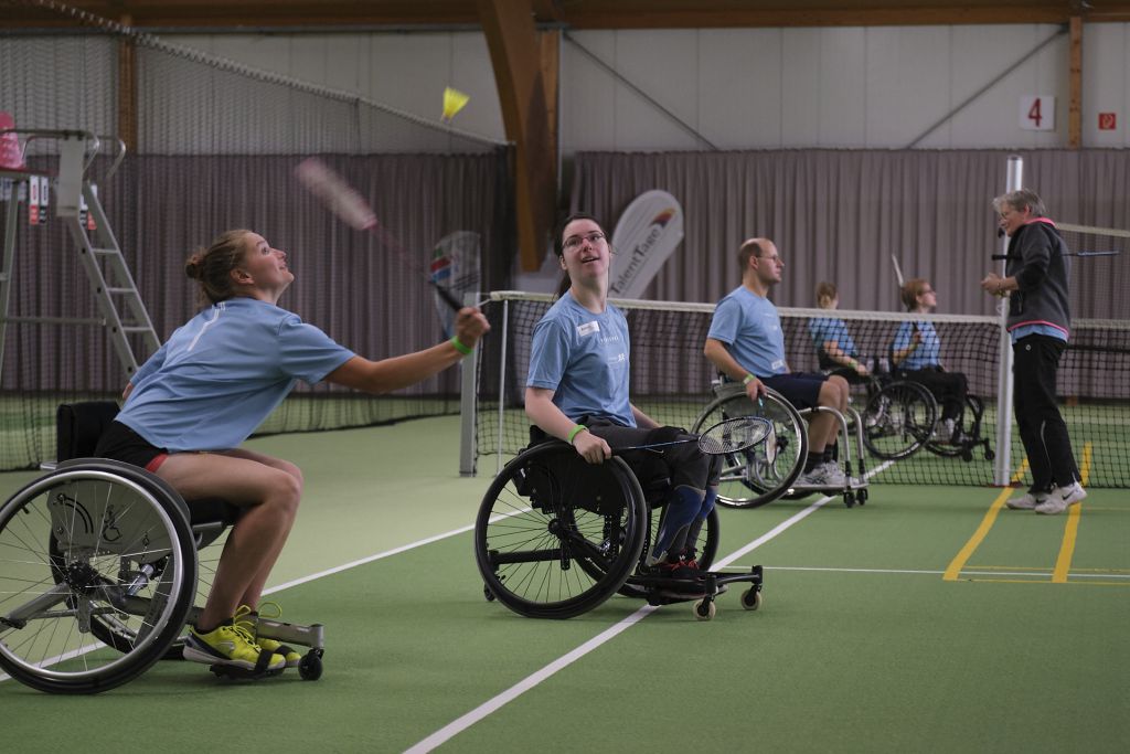 Gute Stimmung beim Rollitennis. Fotos: Michaela Soost