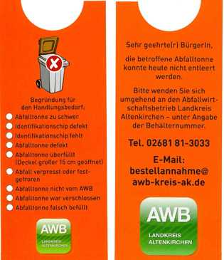 AWB Kreis Altenkirchen: Rote Karte fr braune Biotonnen 