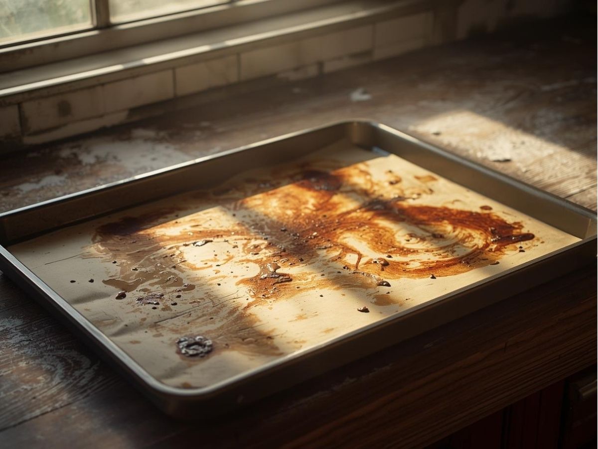 Fett und Eingebranntes kann auf Backblechen ganz sch�n hartn�ckig sein. (KI-Symbolfoto)