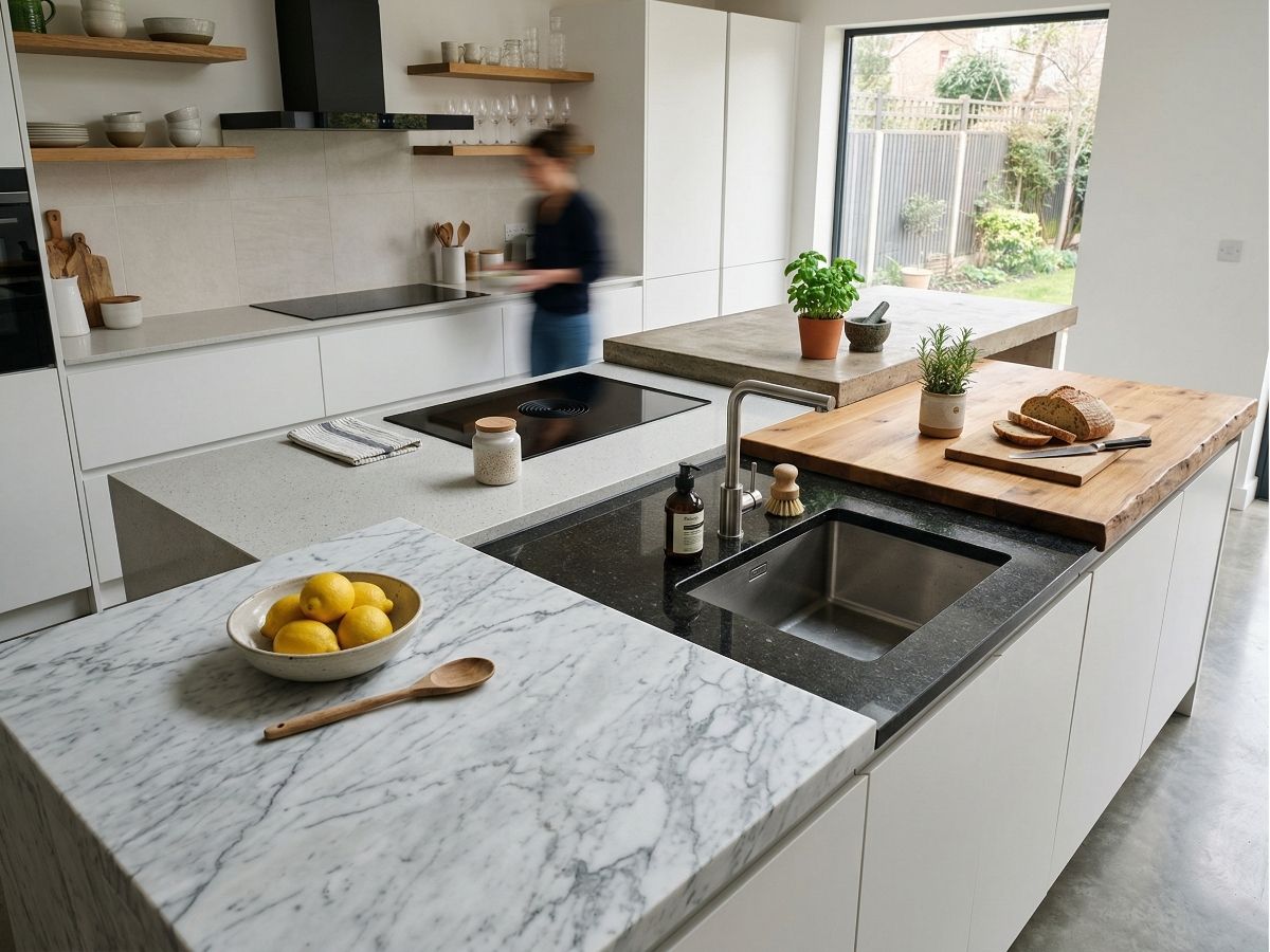 Jedes Material der K�chenarbeitsplatten hat seine Besonderheiten bei der Pflege. (KI-Symbolfoto)