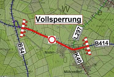 Straenbauarbeiten auf der B414 zwischen Salzburg und Nister-Mhrendorf 