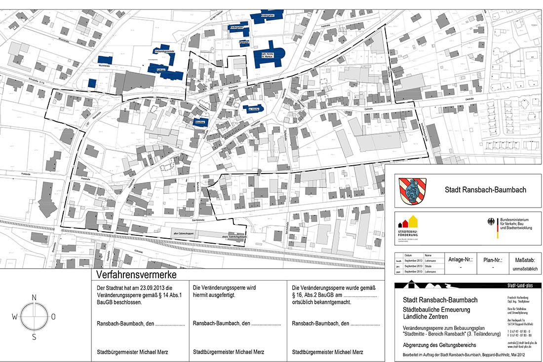 Vernderungssperre der Stadt Ransbach-Baumbach fr "Stadtmitte  Bereich Ransbach"