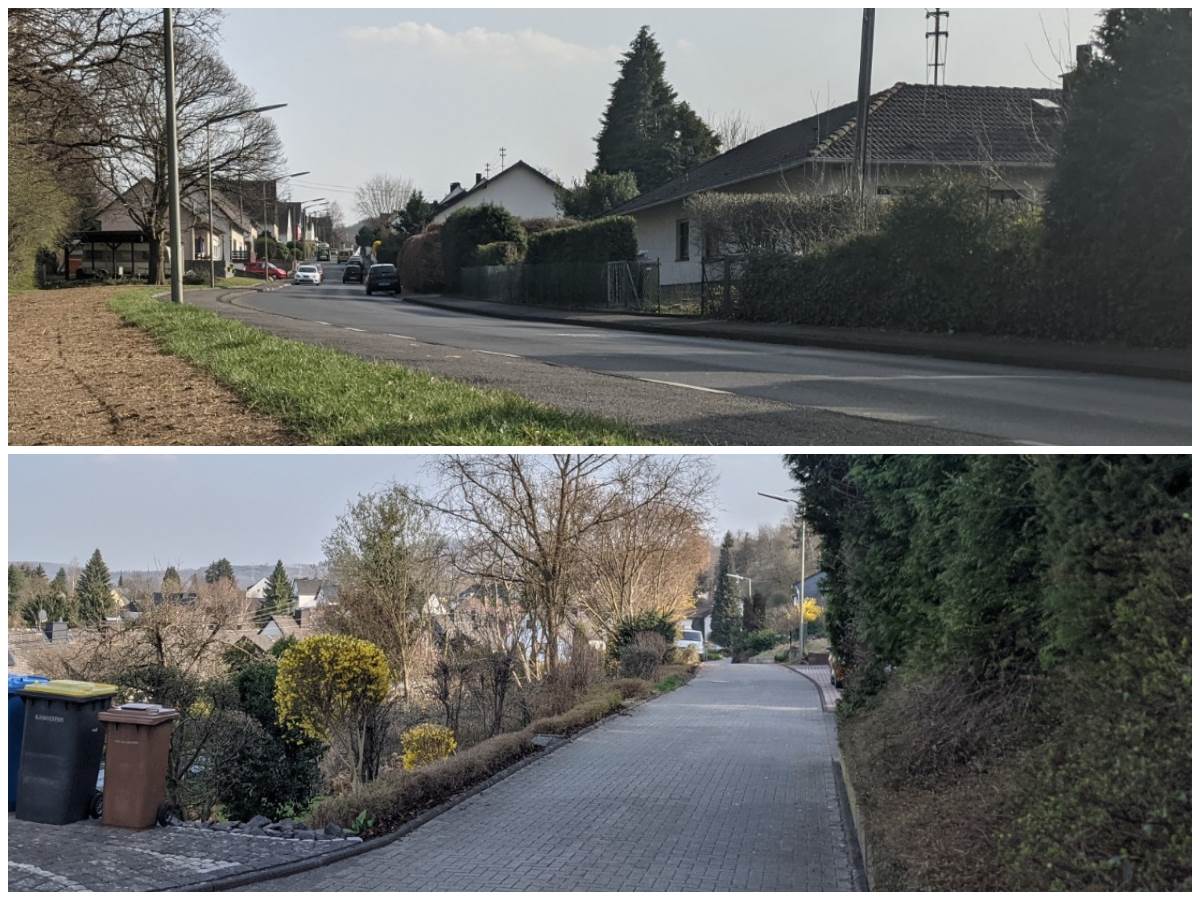 Kanalsanierungsarbeiten werden ab dem 12. April fr Verkehrseinschrnkungen in der Karl-Stangier-Strae (oben) und dem Drosselweg fhren. (Fotos: ddp) 