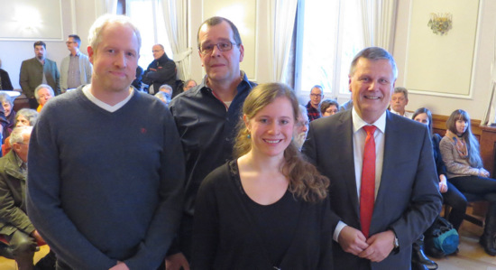 Informierten und diskutierten ber die Rckkehr des Wolfes nach Rheinland-Pfalz: (von links) Volker Hartmann und Stefan Hetger von der SGD Nord, Gastreferentin Michelle Mller und SGD-Nord-Prsident Ulrich Kleemann. (Foto: SGD Nord)