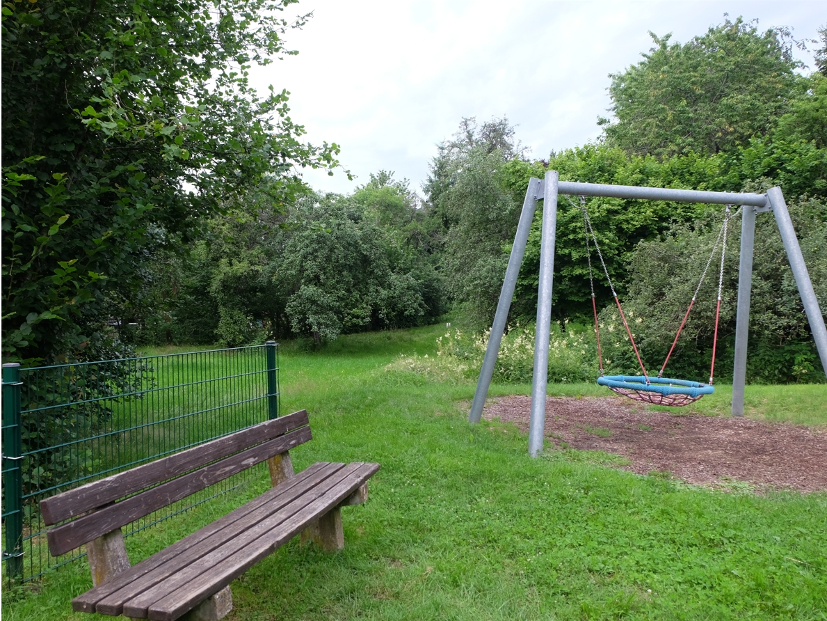 Mehr Platz fr Spiel und Abenteuer birgt die angrenzende Wiese, um die das Spielgelnde jetzt erweitert wird. (Foto: KathaBe) 