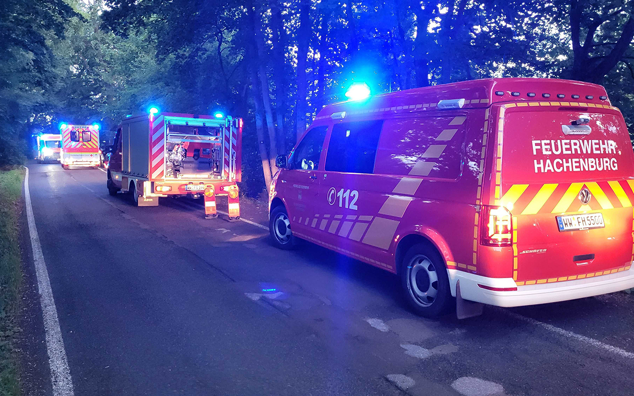 Feuerwehr, DRK und Polizei wurden zur Einsatzstelle am Weiher gerufen. (Fotos: Ralf Schumann)