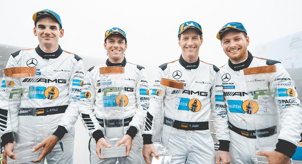 Der Brachbacher Luca Stolz (links) fuhr mit seinem Team im Vorjahr auf den dritten Platz beim 24-Stunden-Rennen auf dem Nrburgring. (Foto: Mercedes-AMG Motorsport/Sportscode Images)