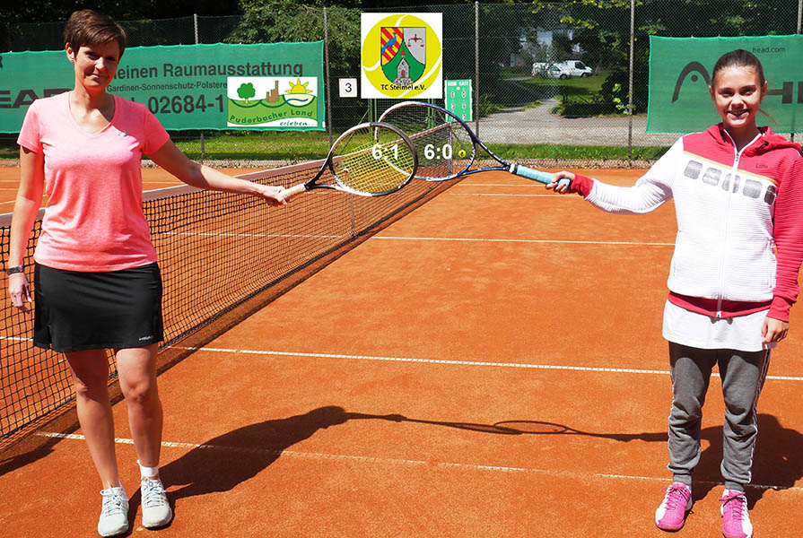 Anne Elfert gewann das Auftaktmatch zu den Clubmeisterschaften 2020 des TC Steimel gegen die jngste Teilnehmerin Carlotta Neitzert. Fotos: Dietrich Rockenfeller/ TC Steimel