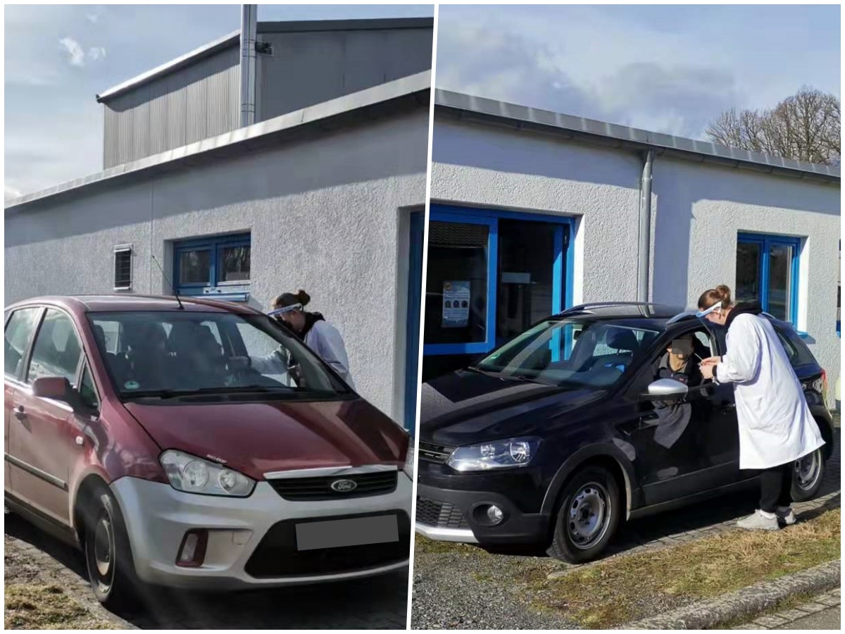 Whrend des Schnelltests muss niemand sein Auto verlassen. (Fotos: Mei Hong)