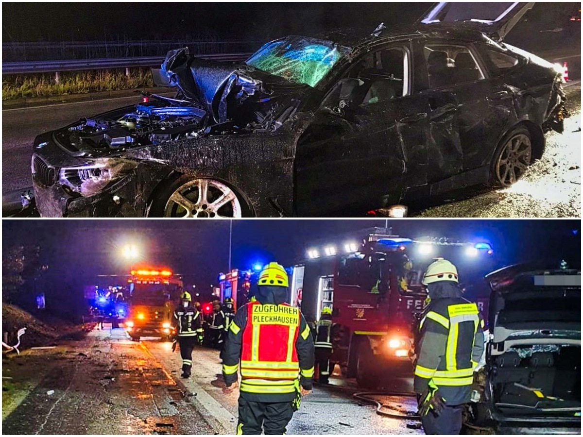 Der BMW hatte sich mehrfach berschlagen auf der A3. Fr die Rettungs- und Bergungsmanahmen mussten zwei Fahrspuren gesperrt werden. (Fotos: kk)