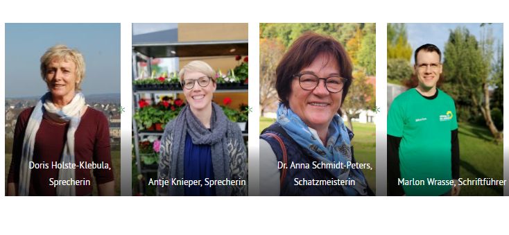 Vorstand Bndnis 90/DIE GRNEN Hhr-Grenzhausen: Doris Holste-Klebula, Antje Knieper, Dr. Anna Schmidt-Peters, Marlon Wrasse. Foto: Homepage