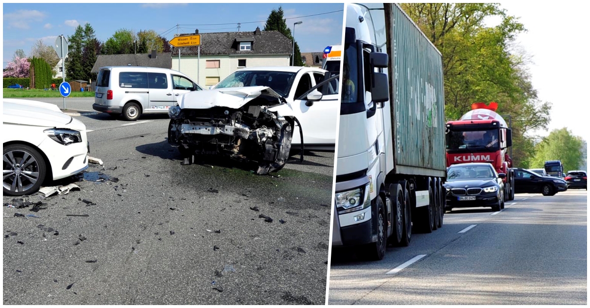 Ingelbach/Kroppach: Unfall auf der B 414 sorgte fr lange Staus auf beiden Seiten