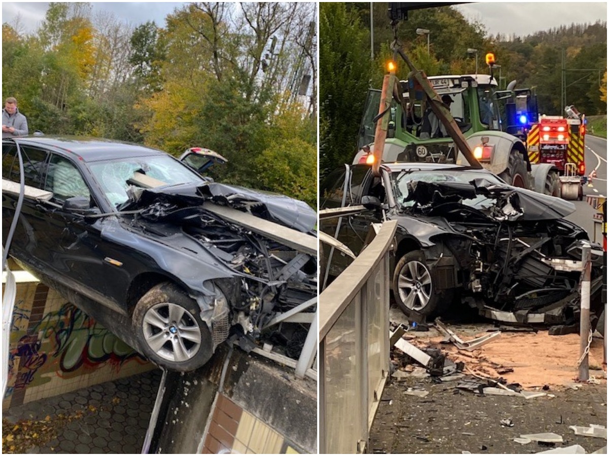 Der PKW wurde durch den Unfall total zerstrt. (Fotos: Polizeiwache Wissen)