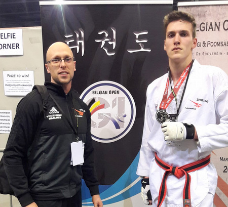 Der Silbermedaillen-Gewinner der Belgian Open, Julien Pascal Weber (rechts), und Sporting-Trainer Eugen Kiefer. 