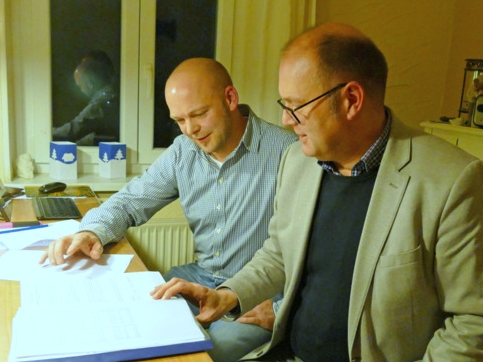 Matthias Mengel (links) und Jens Sttzel anlsslich der Vorstellung ihrer Whlergruppe im Januar 2019. (Foto: Archiv/by)
