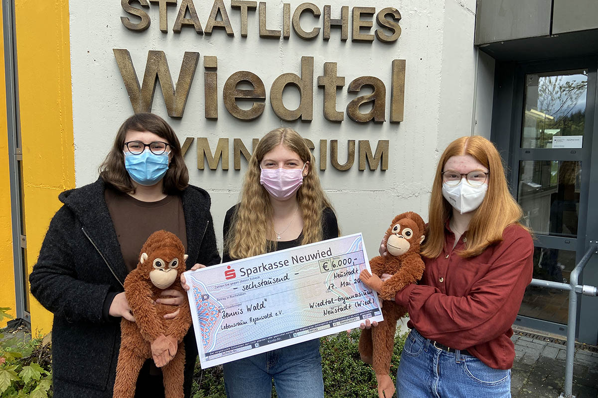 "Trotz Schulschlieungen und Lockdown sammelten die Zehntklsslerinnen Dana Effert, Hannah Hopp und Leonie Kukula von November 2020 bis Mai 2021 mit ihren kreativen Spendensammel-Ideen insgesamt 6.760  fr "Bennis Wald" und "Kinderregenwald e.V." einsammeln. Ein toller Erfolg!" Foto: WTG