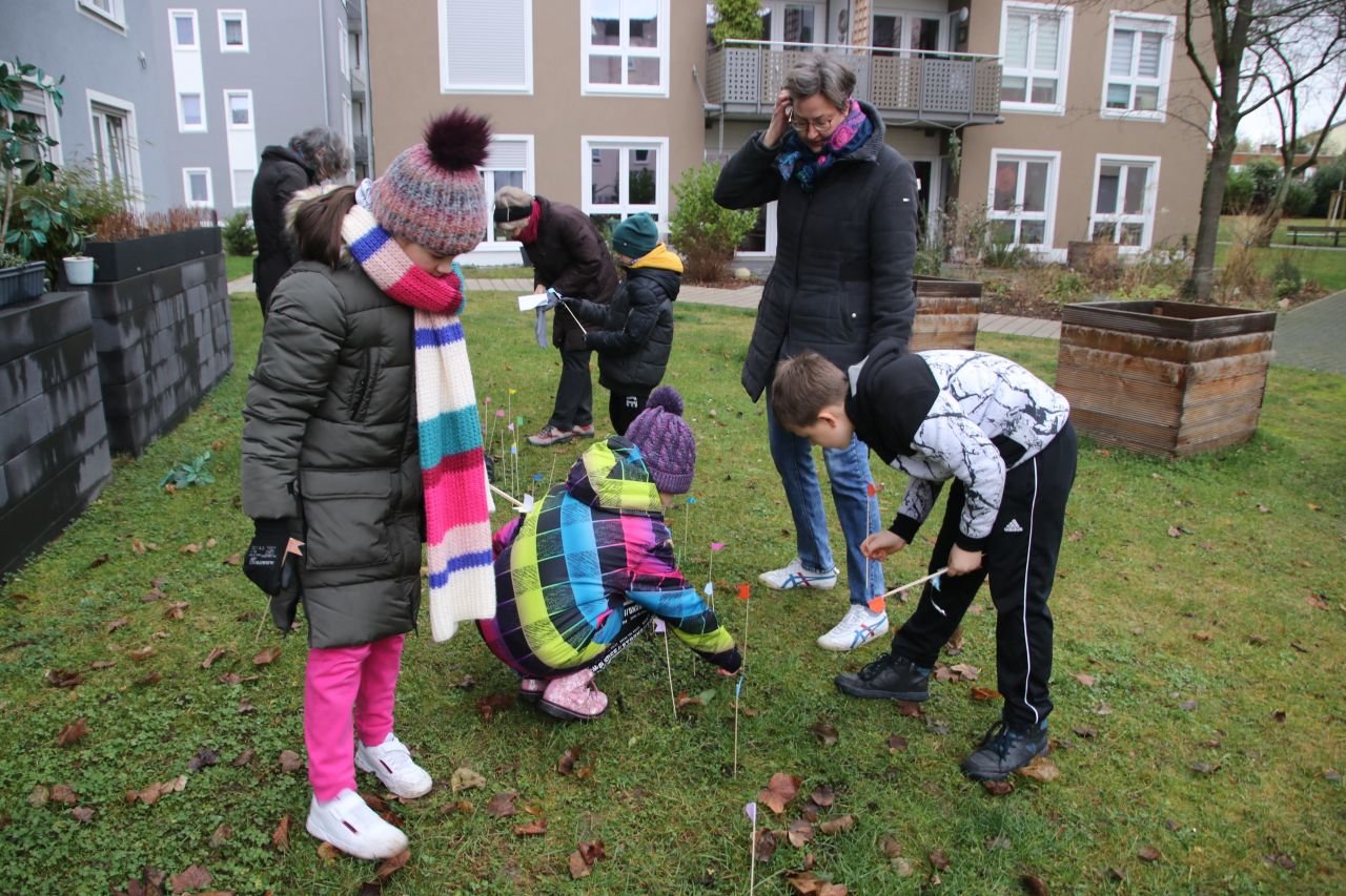 Jedes Fhnchen markiert einen Pflanzort. Fotos: privat