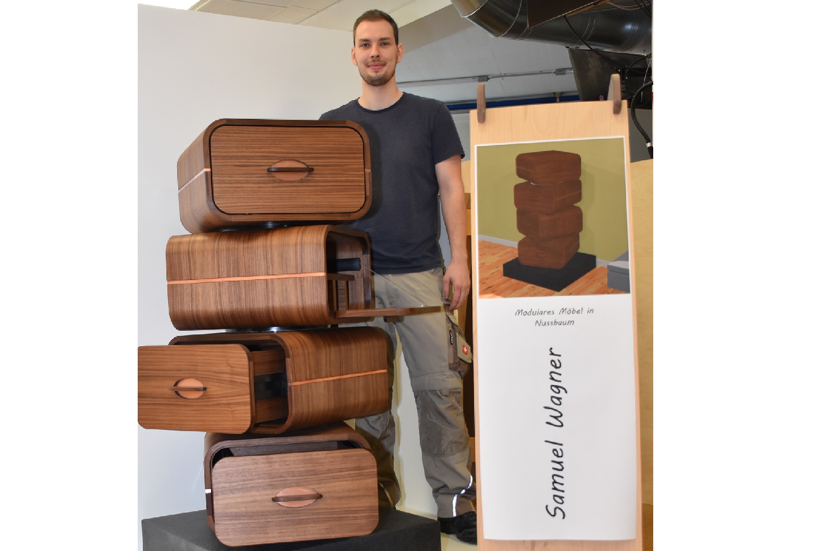 Samuel Wagner aus Mudenbach mit seinem Meisterst�ck. (Foto: J�rg Diester)