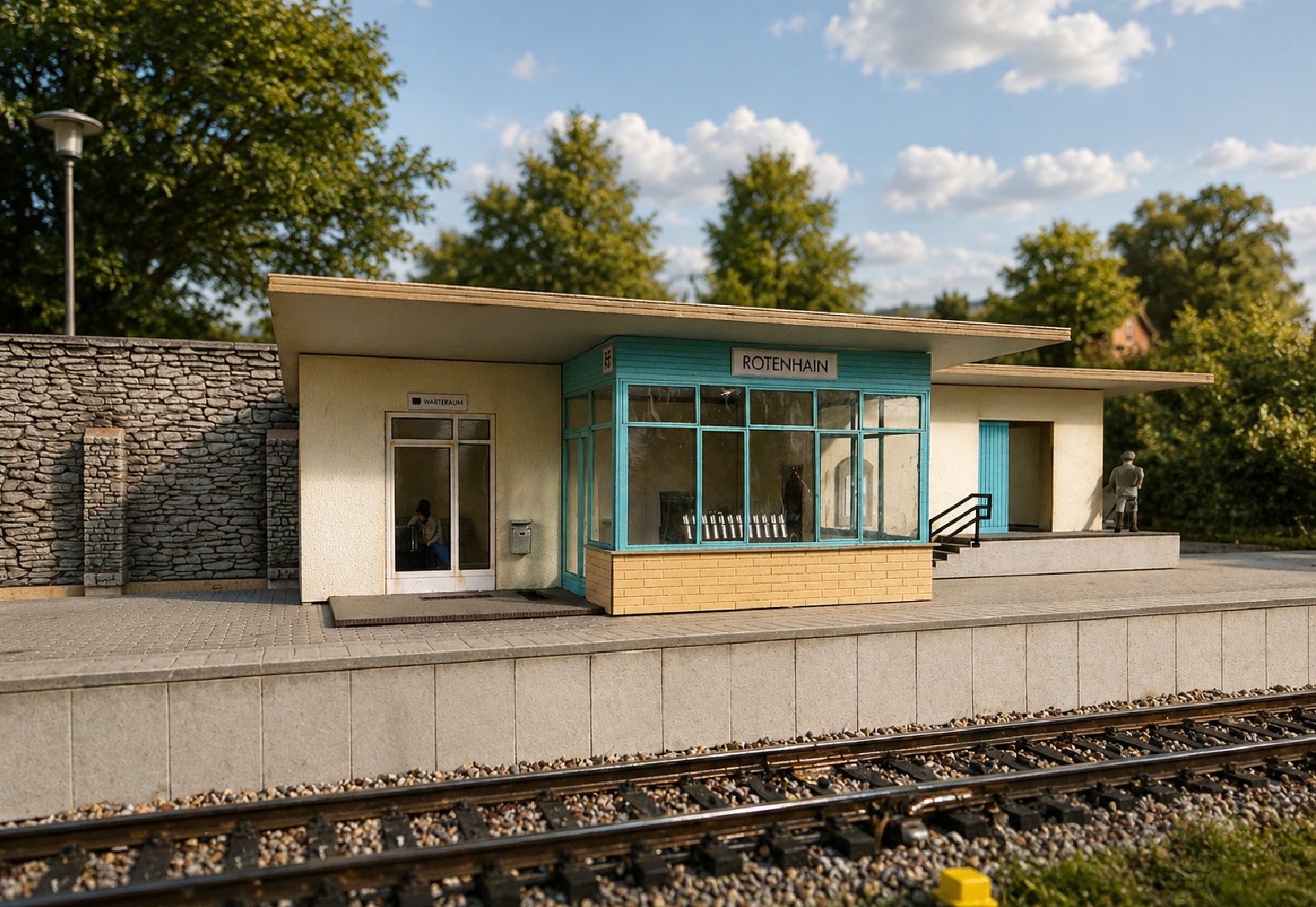 Dioramenbild des Bahnhofs Rotenhain. (Quelle: Modellbahn Union GmbH)